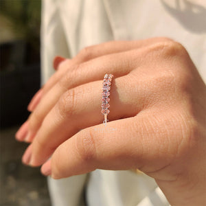 Oval Cut Pink Diamond Wedding Band In Half Eternity Style | Lab Grown Diamonds | IGI Certified