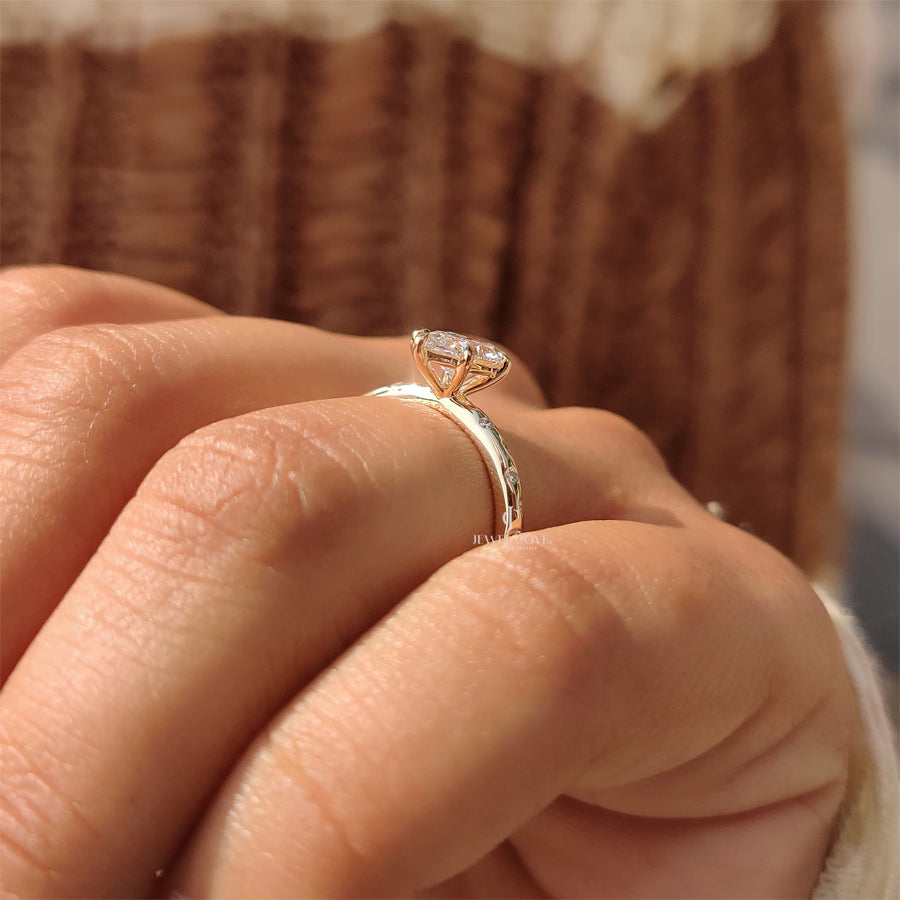 Flush Pave Set Marquise Diamond Ring in 6 Claw Prong Setting | IGI Certified