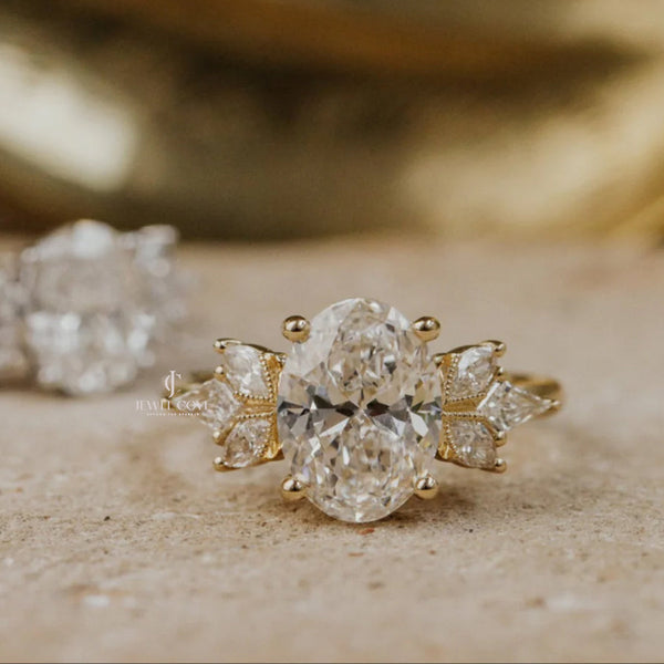 Oval Vintage Engagement Ring | IGI Certified | Lab Grown | EF Color