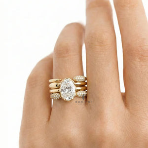 2CT Oval Stack Moissanite 4 Layer Engagement Ring Set | IGI Certified | E-F Color | VVS- VS Clarity