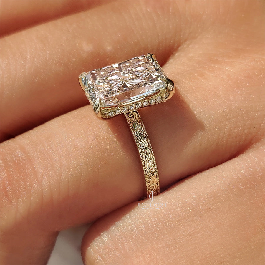 5CT Radiant Engagement Ring with Engraved Shank | Lab Grown Diamonds | IGI Certified