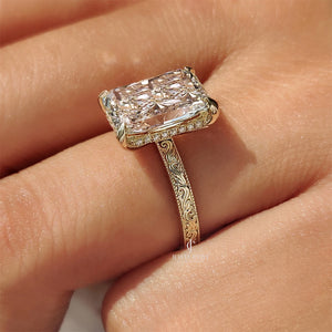 5CT Radiant Engagement Ring with Engraved Shank | Lab Grown Diamonds | IGI Certified