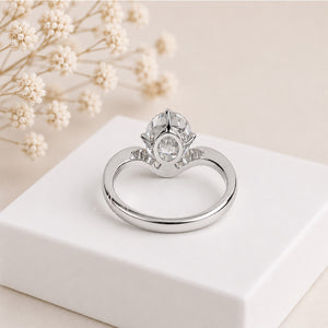 2CT Oval Solitaire Diamond White Gold Ring | Moissanite Diamonds | GRA Certified