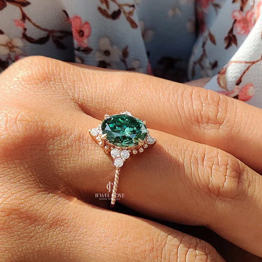 Oval Shaped Engagement Ring In Muse Style | Lab Grown Diamonds | IGI Certified