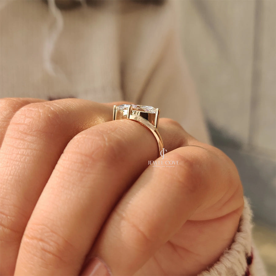 2CT Marquise Solitaire Ring in Bypass Setting | Lab Grown Diamonds | IGI Certified