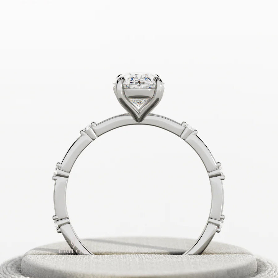 2 CT Oval Moissanite diamond engagement ring | 1.2mm wide thin band | IGI Certified
