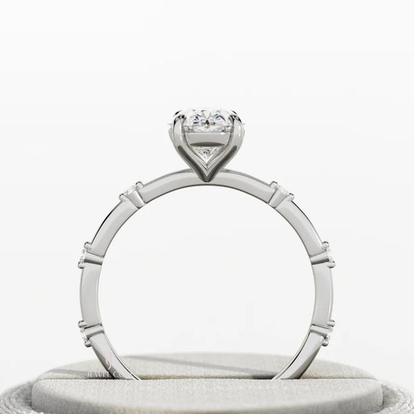 2 CT Oval Lab Grown diamond engagement ring | 1.2mm wide thin band | IGI Certified
