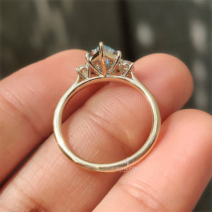 Blue Dutch Marquise Trilogy Engagement Ring with Oval Side Stones | Lab Grown Diamonds | IGI Certified