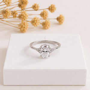 Oval Cut Diamond Cluster Setting Daily Wear Ring | Lab Grown Diamonds | IGI Certified