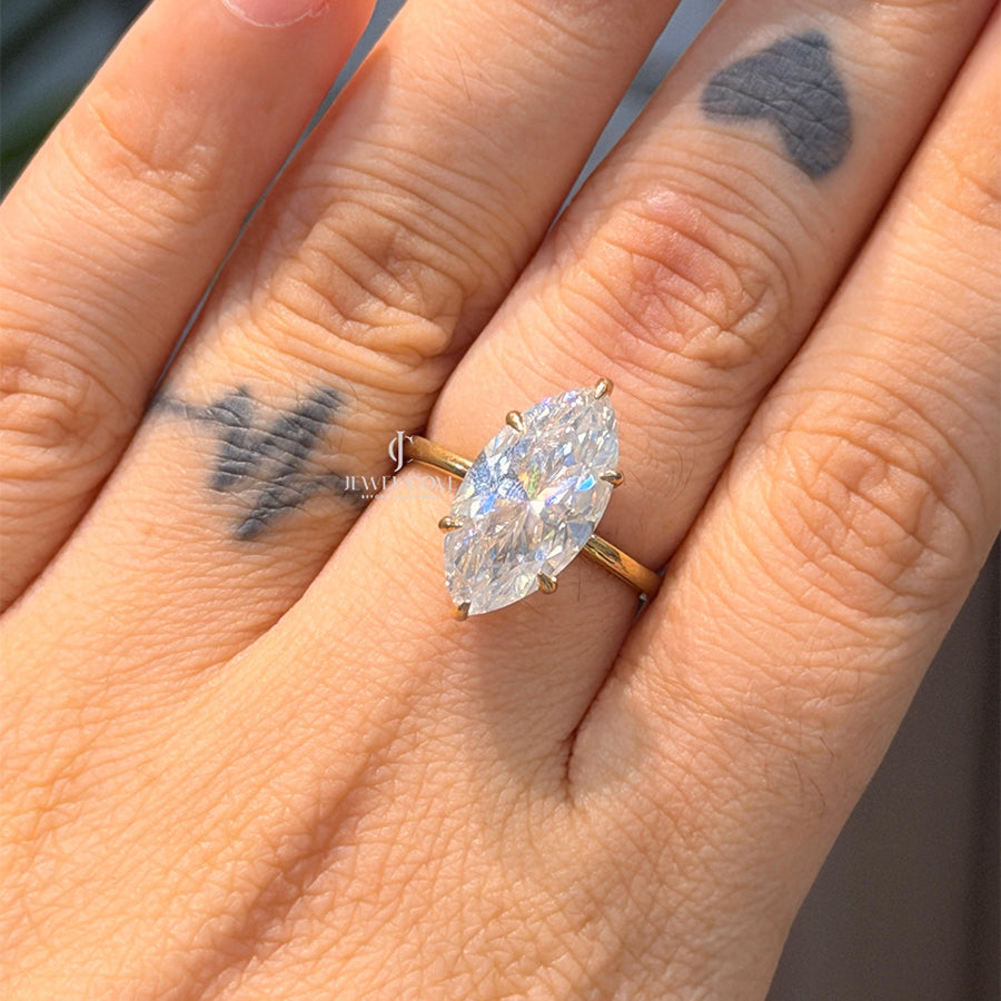 4CT Marquise Solitaire Engagement Ring |  Lab Grown Diamonds | IGI Certificate