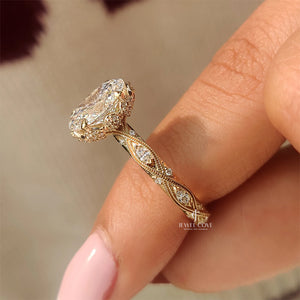 1CT Vintage Art Deco Oval Cut Diamond Ring | Lab Grown Diamonds | IGI Certified