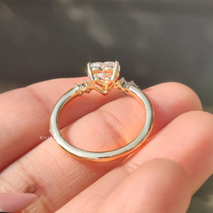 5 Stone Heart Cut With Round Side Diamond | Moissanite Diamonds | IGI Certified