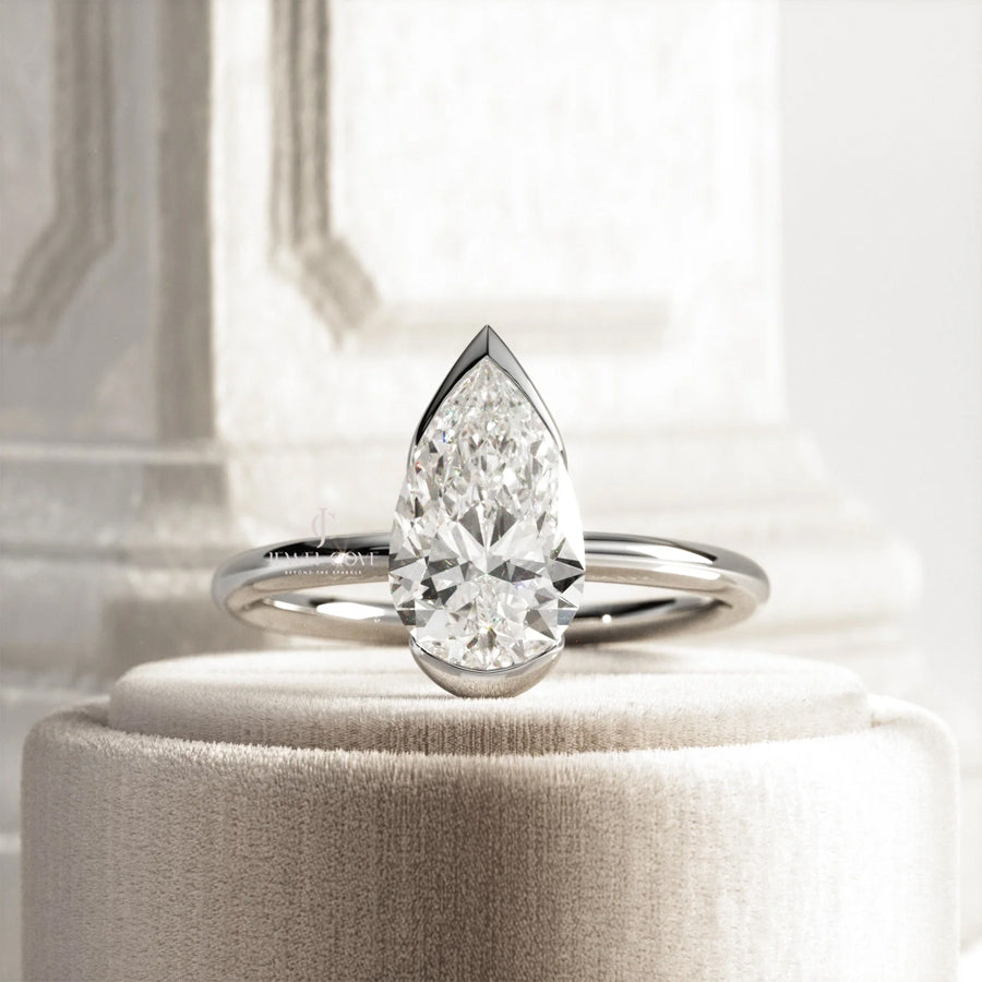 2 CT Pear Moissanite diamond IGI Certified ring | Bezel Setting | IGI Certified | Solitaire Ring