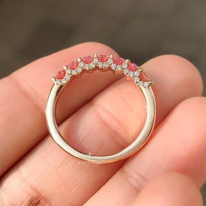 Pink Round lab Grown Diamond Wedding Band in Half Eternity Style | IGI Certificate