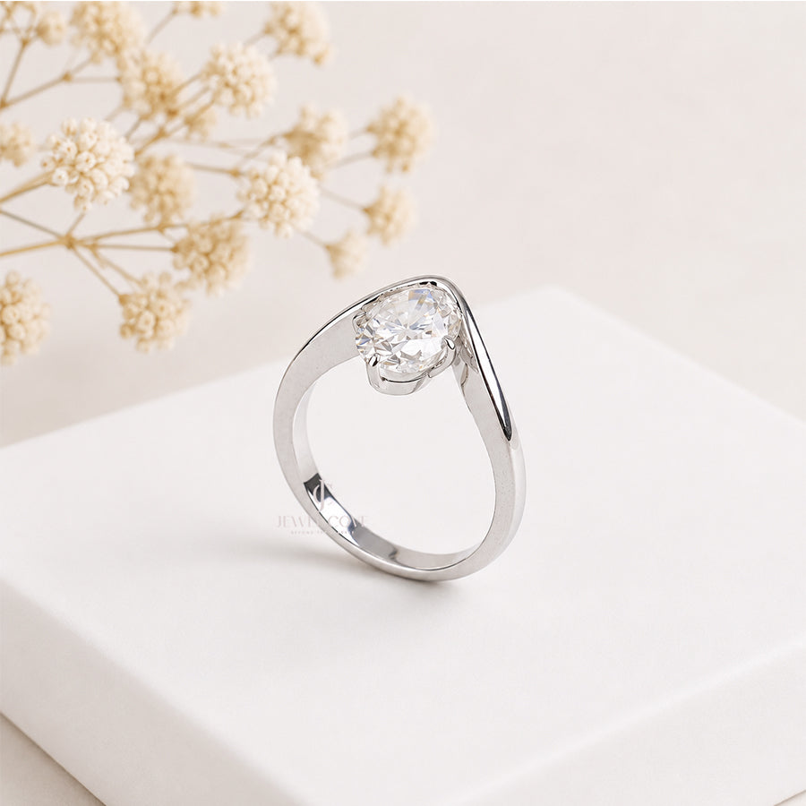 2CT Oval Solitaire Diamond White Gold Ring | Lab Grown Diamonds | IGI Certified