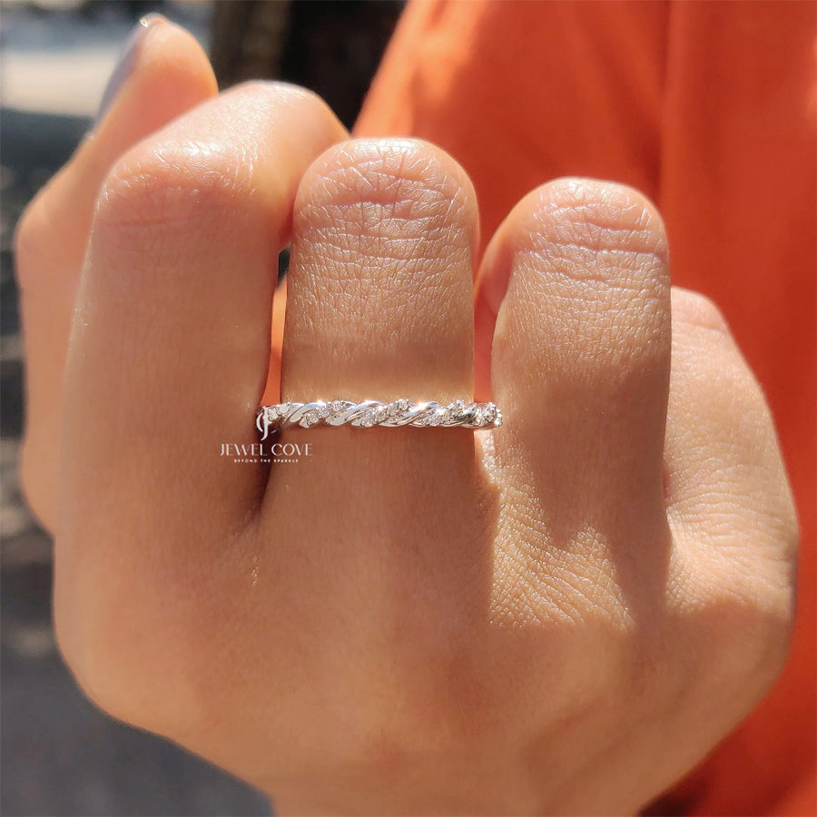 Twisted Eternity Band With Round Lab Grown Diamonds | IGI Certified