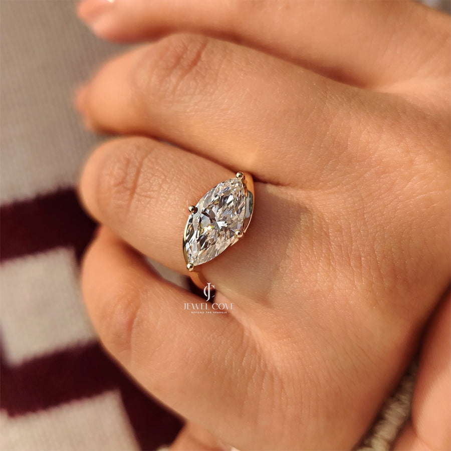 2CT Marquise Solitaire Ring in Bypass Setting | Lab Grown Diamonds | IGI Certified