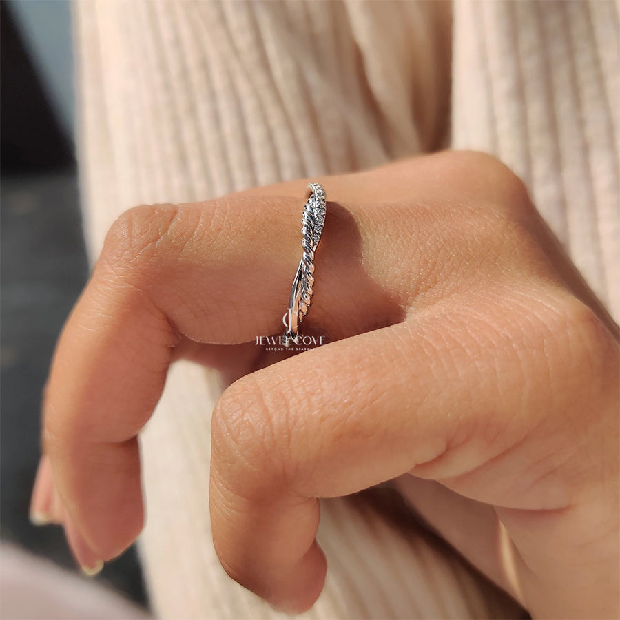 Round Cut Infinity Wedding Band With Twisted Rope Pave Style | Moissanite Diamonds | GRA Certified