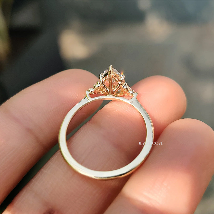 Pear Cut Lab Grown Engagement Ring In Muse Setting | VVS-VS EF Color | IGI Certified Ring