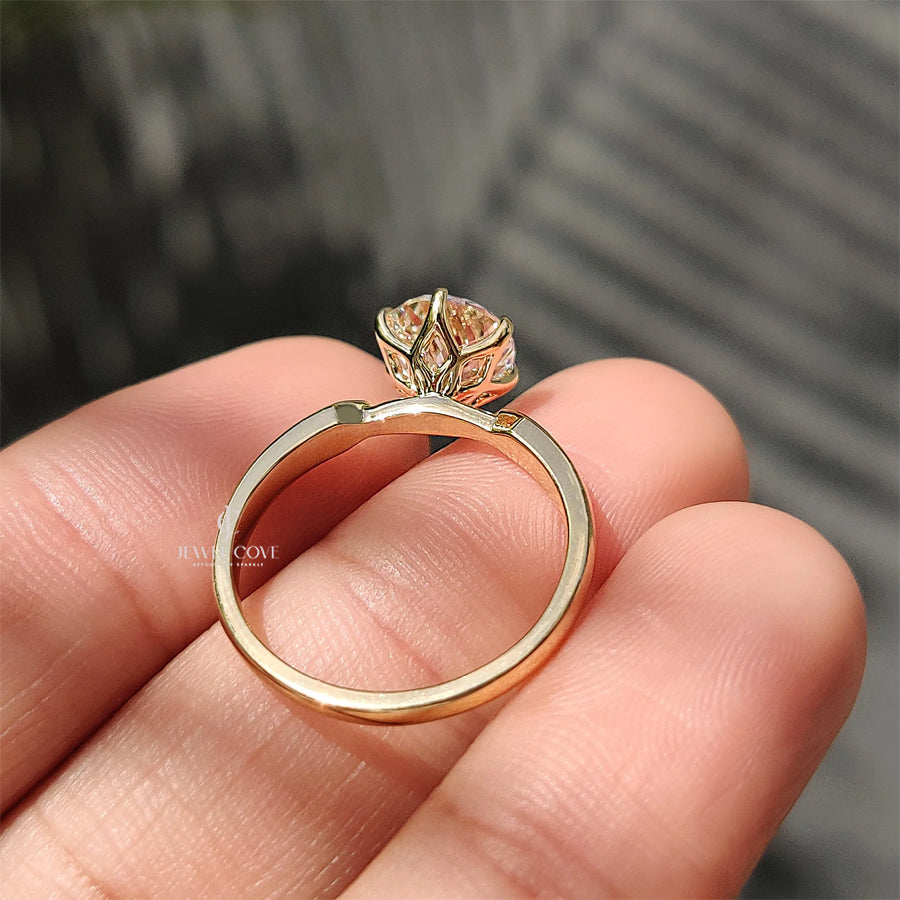 Portuguese Cut Diamond Ring With Tulip Setting | Lab Grown Diamond | solitaire ring | IGI Certified
