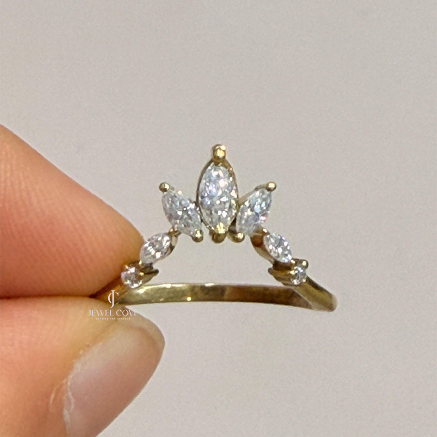 3.50 CT Pear Three Stone Ring | Marquise Wing Bridal Ring Set For Engagement Ring | Lab Grown Diamonds | IGI Certified