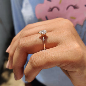 0.70CT Pear Moissanite Distance Pave Setting Diamond Ring | 925 Silver