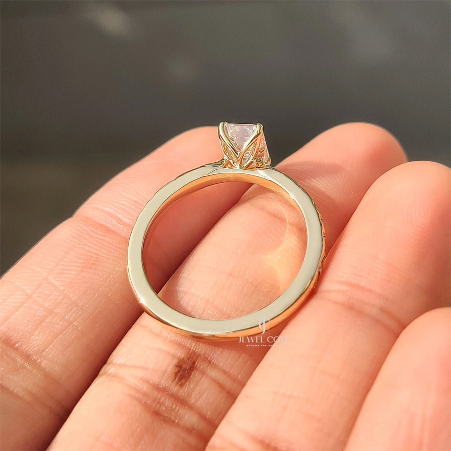 1CT Emerald Nature Inspired Diamond Ring | Lab Grown Diamonds | IGI Certified