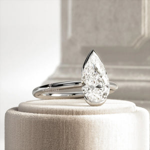 2 CT Pear Moissanite diamond IGI Certified ring | Bezel Setting | IGI Certified | Solitaire Ring