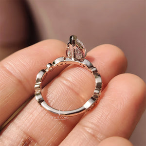 Pear Moissanite Diamond Vintage Ring With Round Side Stone | IGI Certified