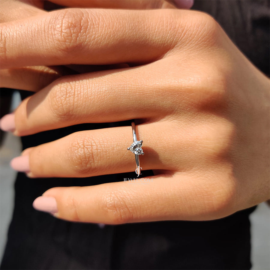 0.50 CT Heart Shape Daily Wear Ring | Moissanite Diamonds | IGI Certified | E-F Color