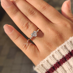 5 Stone Heart Cut With Round Side Diamond | Moissanite Diamonds | IGI Certified