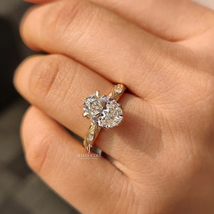 1CT Vintage Art Deco Oval Cut Diamond Ring | Lab Grown Diamonds | IGI Certified