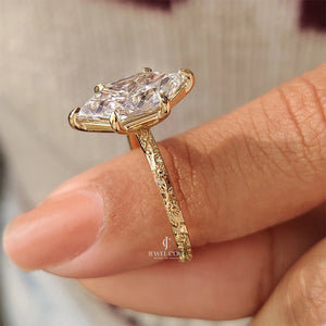 Inspired Dutch Marquise Engagement Ring in Sunflower Design Moissanite Diamond| IGI Certified