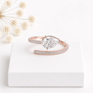 1CT Pear Lab Diamond Ring | 14K Rose Gold | Lab Grown Diamonds | IGI Certified