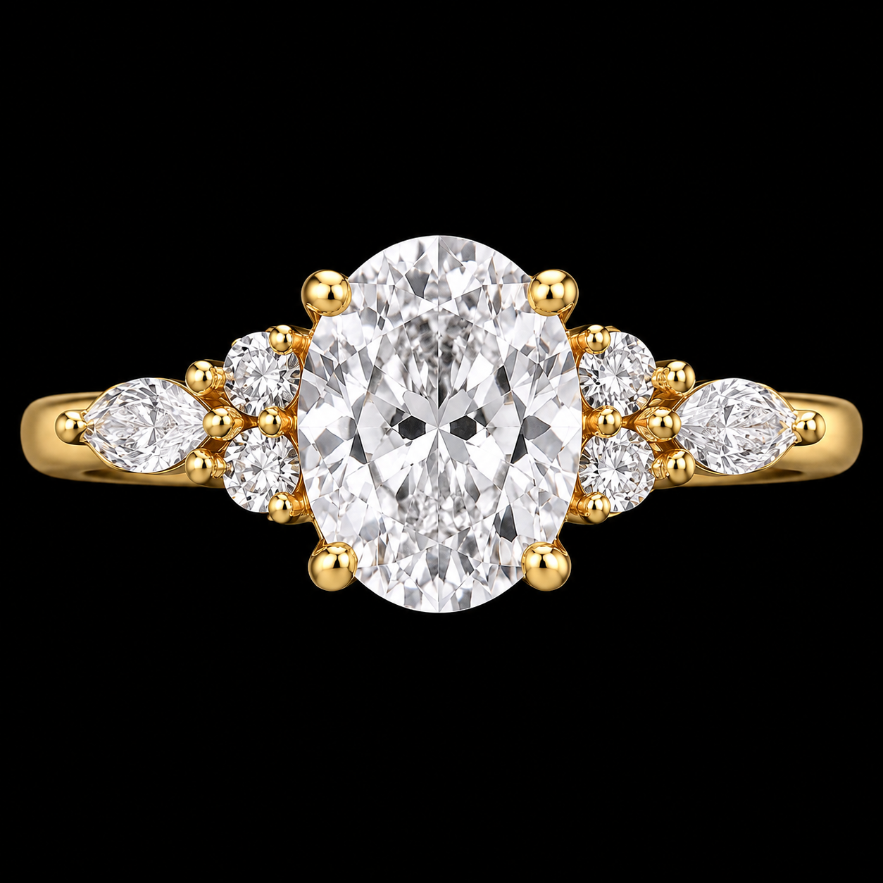 1.5CT Oval Lab Grown IGI Certified Ring | Cluster Style Ring | Custom Ring