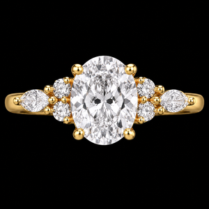 1.5CT Oval Lab Grown IGI Certified Ring | Cluster Style Ring | Custom Ring