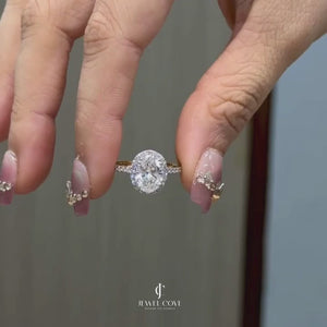 2CT Oval Halo Engagement Diamond Ring | Moissanite Diamonds | GRA Certified