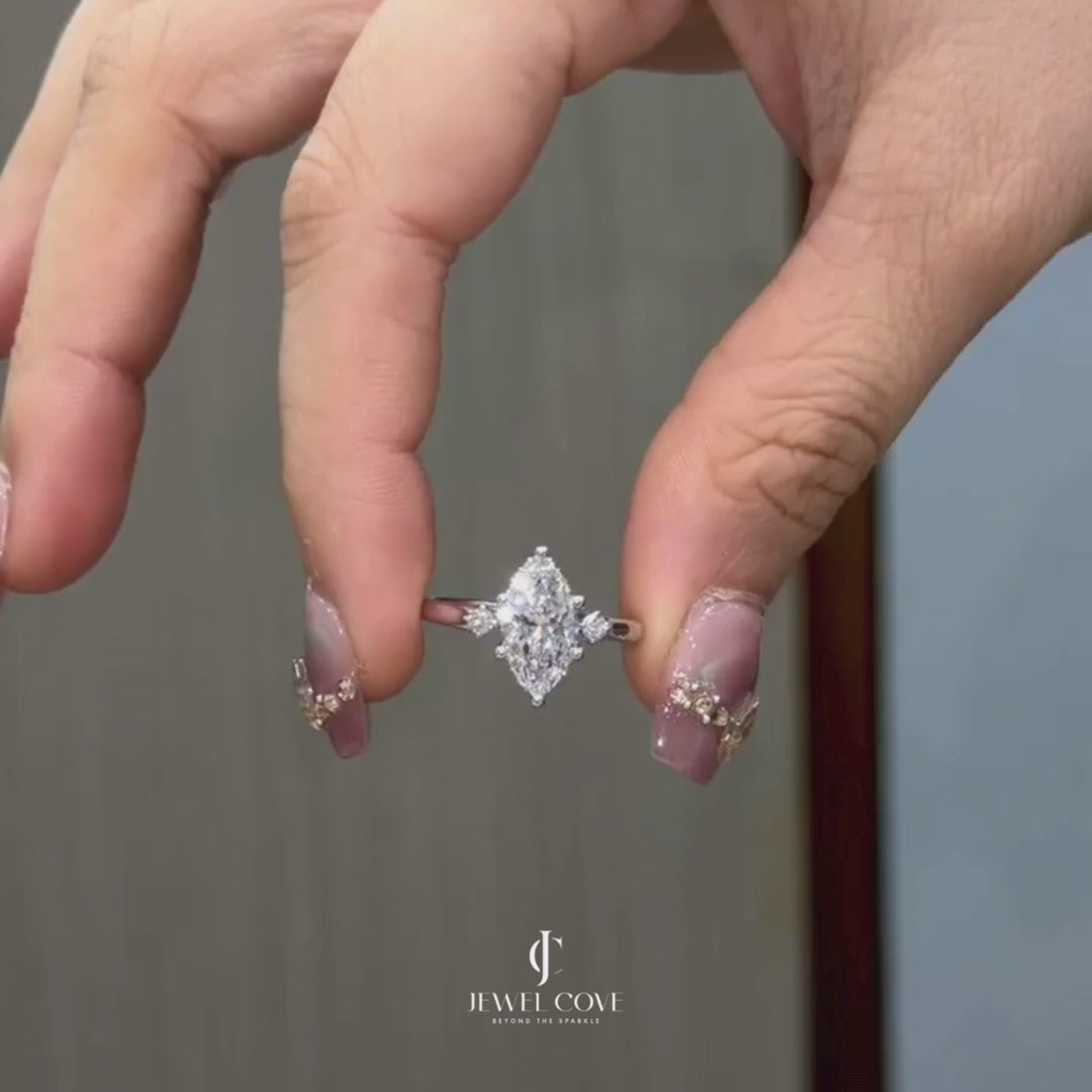 2CT Marquise Three Stone Diamond Ring | Lab Grown Diamonds | IGI Certified