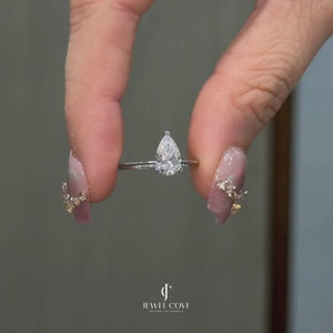 Pear Solitaire Lab Grown Diamonds Thin Band | IGI Certified | E-F Color