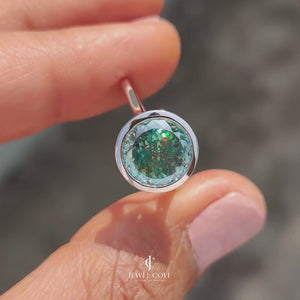 Portuguese Cut Engagement Ring In Bezel Setting | Lab Grown Diamond | Cyan Blue solitaire ring | IGI Certified