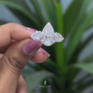 6ctw Pear Lab Grown Diamonds IGI Certified Ring | Side Stone Each 1ct | 3 Stone Ring