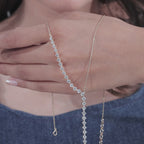 Y Necklace Lab Grown in Yellow Gold with Graduated Round Diamonds | Elegant Drop Necklace