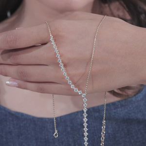 Y Necklace Moissanite Graduated Round Diamonds Drop Necklace | IGI Certified