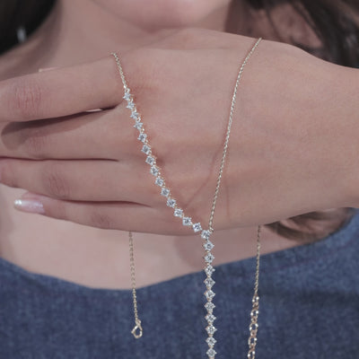 Y Necklace Lab Grown in Yellow Gold with Graduated Round Diamonds | Elegant Drop Necklace