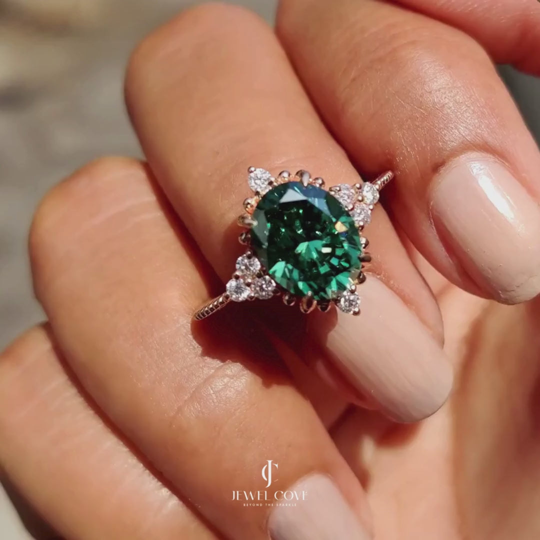 Oval Shaped Engagement Ring In Muse Style | Lab Grown Diamonds | IGI Certified