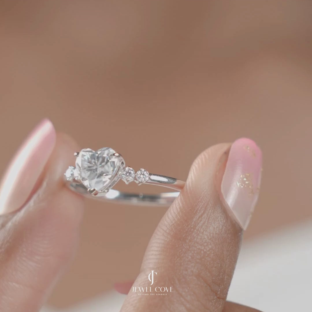 1CT Heart Cut Diamond Promise Ring | Lab Grown Diamonds | IGI Certified