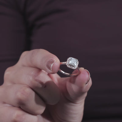 Asscher Cut Lab Grown Diamond Halo Setting, Asscher Shape Bridal Ring