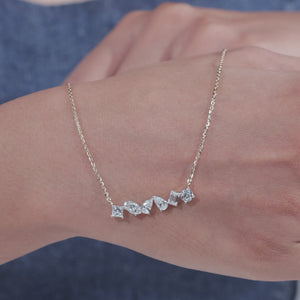 14K Yellow Gold Multi Lab Grown Diamond Bar Necklace With Chain | IGI Certified