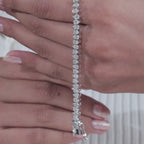 White Gold Moissanite Pear-Shaped Diamond Tennis Bracelet with Elegant Bezel Setting