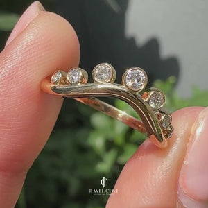 Bezel Set Curved Gold Wedding Band | Lab Grown Diamonds | IGI Certified | E-F Color